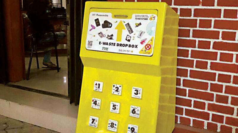 An e-waste bin installed by Ensyde for their  be-responsible initiative.  (Photo:DC)