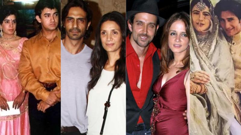 Aamir Khan and Reena Dutta, Arjun Rampal and Mehr Jessia, Hrithik Roshan and Sussanne Khan, Saif Ali Khan and Amrita Singh.