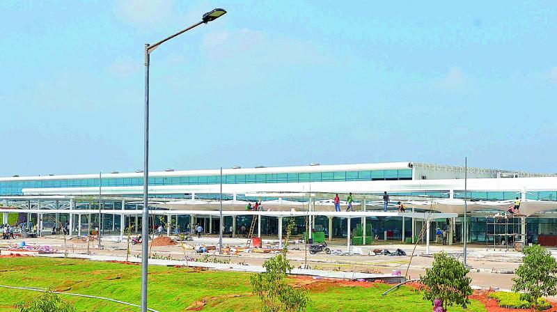 A view of new terminal building at Vijayawada airport near Gannavaram on Monday. 	 DC