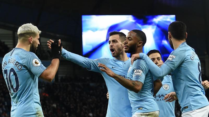 Having scored after 24 seconds in Tuesdays 2-1 loss at Newcastle, Aguero had to wait a little bit longer against Arsenal. But not that much - only 48 seconds - as he put City in front. (Photo: AFP)