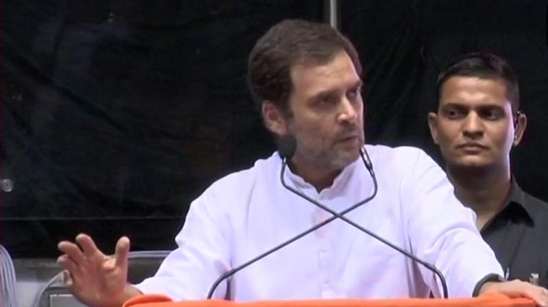 Continuing his tirade against Prime Minister Modi, Rahul asserted that the former never said anything on the alarming rise of rape incidents. (Photo: ANI/Twitter)