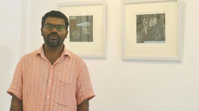 Coordinator Sunil Lal at the second edition of Conglomeration in Lalithakala Academy Art Gallery here on Friday.