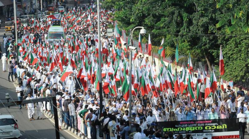Popular Front of India members take out a rally against the villainisation of the outfit by the RSS and the Central government in Thiruvananthapuram on Saturday.   (Photo: A.V. MUZAFAR)