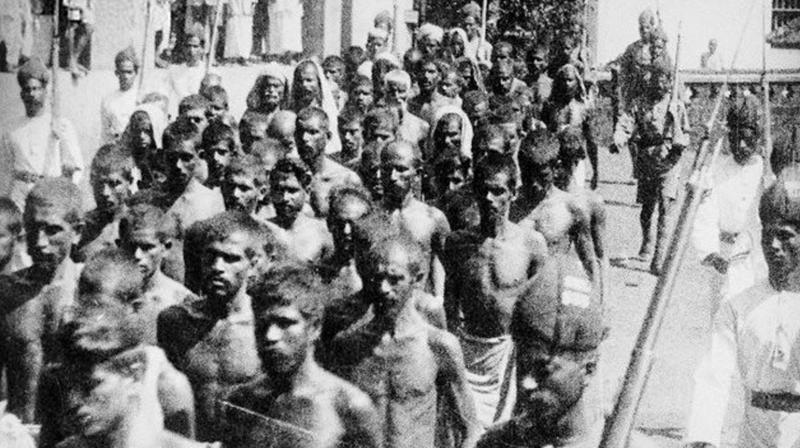 Photo of captured Moplah prisoners taken after a battle with British colonial troops, during the 1921 Malabar Rebellion. 	(Photo: FROM WEB)