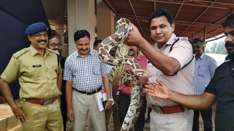 KAP IV Commandant K. Sanjay Kumar Gurudin during a snake rescue training at Mangattuparamba (Photo: DC)