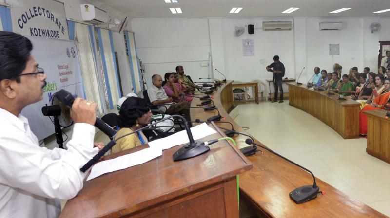 District judge K. Soman addresses a meeting to discuss the issues faced by transgenders community in Kozhikode on Tuesday.