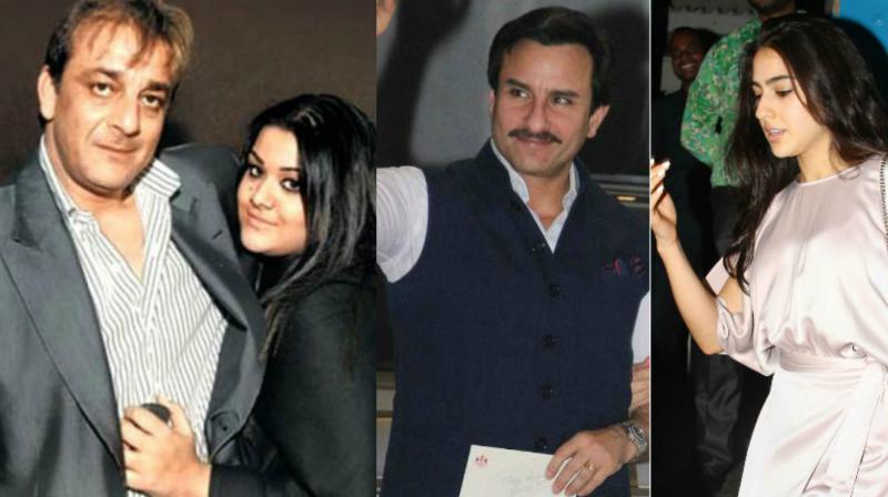 Saif Ali Khan and Sanjay Dutt with their daughters Sara and Trishala respectively.
