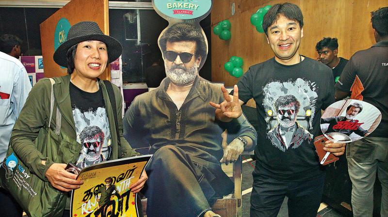 Superstar Rajinikanth fans fly down from Japan to Chennai to watch Kaala, on Thursday. (Photo: DC)