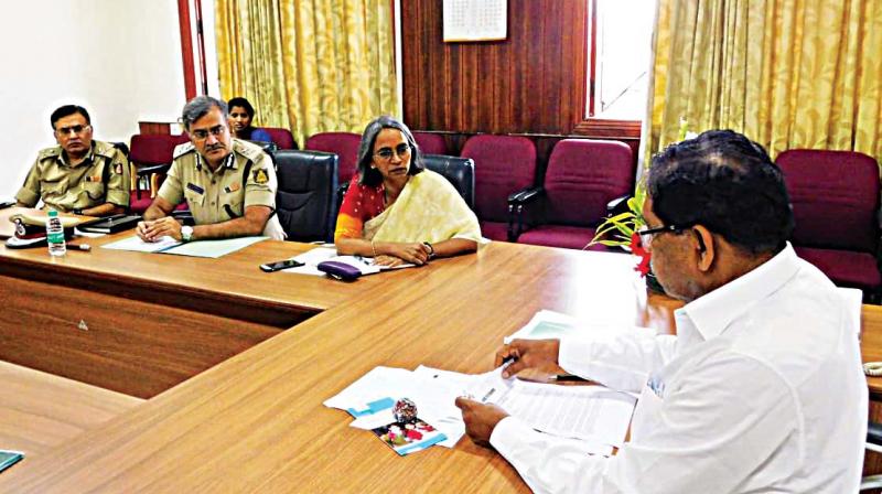 A file photo of Home Minister G. Parameshwar holding a meeting with top police officers in Bengaluru