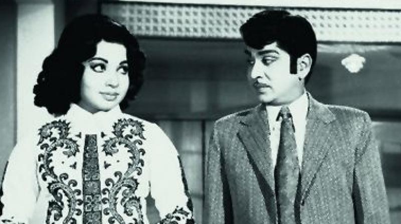 Jayalalithaa with ANR in a film still
