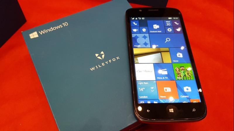 The Wileyfox Pro with windows 10 Mobile will be available only to B2B customers for use as company phones.(photo: Ben Wood,CCS Insight analyst )