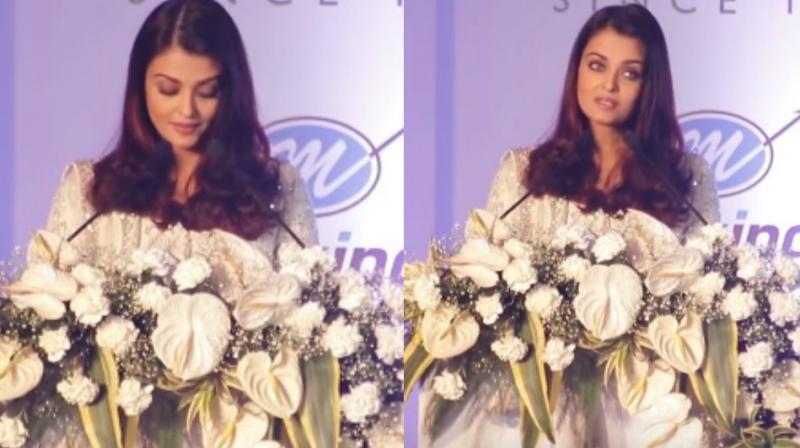 Aishwarya Rai Bachchan got emotional during her speech at an event on Tuesday.