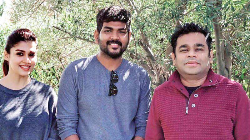 Vignesh Shivn and Nayanthara with A.R.Rahman Vignesh Shivn and Nayanthara with A.R.Rahman