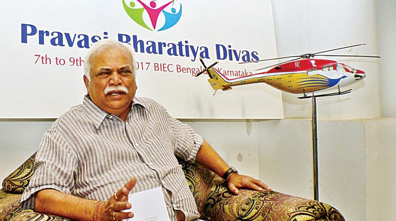 Minister for Large and Medium-Scale Industries R.V. Deshpande in Bengaluru on Wednesday. (Photo: R. Samuel)