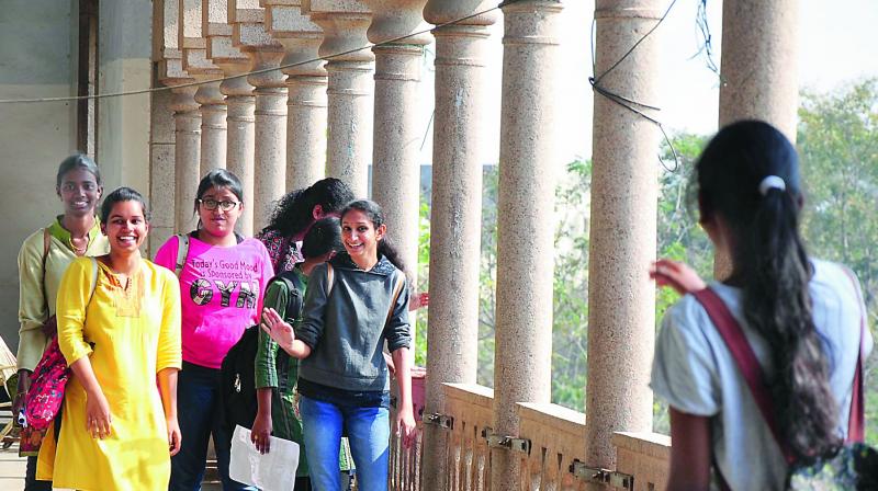 Students taking a walk into an era gone by.