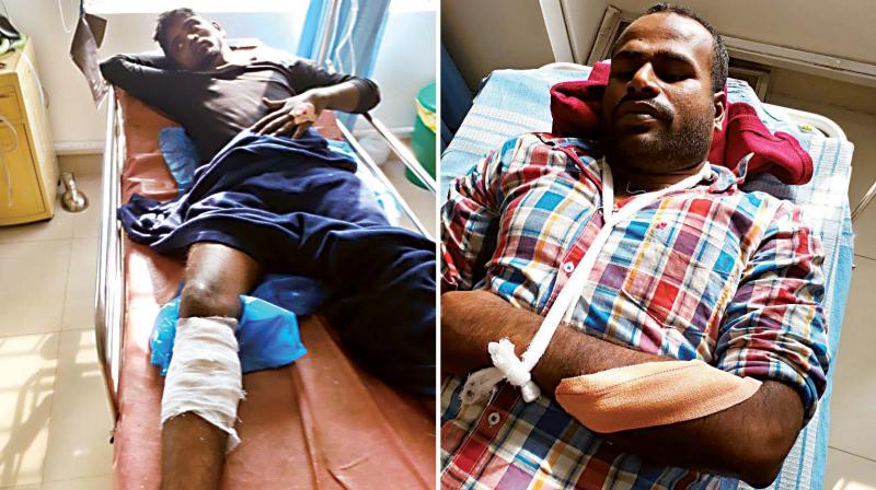 (Left) rowdy Raja Dorai, 24, who was shot at and nabbed. Narasimhamurthy, the constable who was injured in the attack on Saturday in Bengaluru. (Photo: DC)