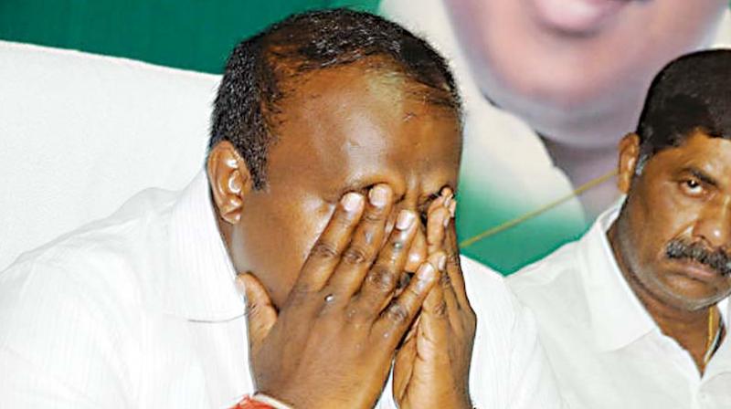 File photo of Chief Minister H.D. Kumaraswamy crying at a recent event