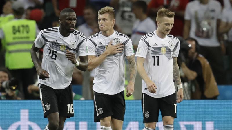 Despite a last-gasp 2-1 win over Sweden, Joachim Loews team are in danger of becoming the first German side to fail to make it past the opening round since 1938 after a 1-0 defeat to Mexico in their first match. (Photo: AP)