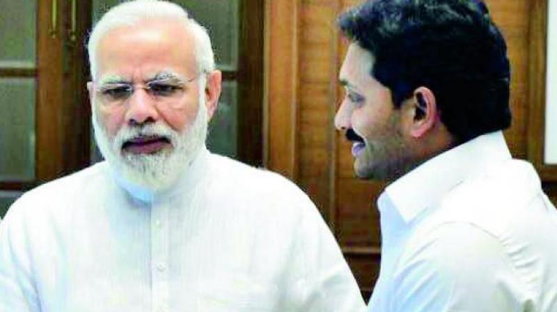 YSRC president Y.S. Jagan Mohan Reddy with Prime Minister Narendra Modi.