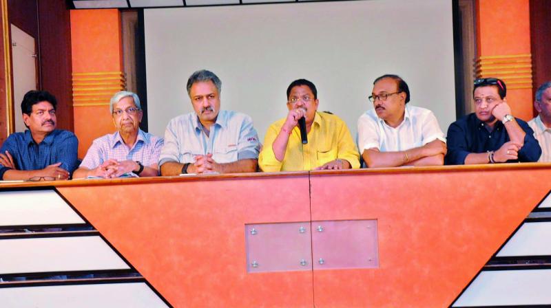 Murali Mohan,  Damodar Prasad, C. Kalyan and P. Ram Mohan Rao, members of bot