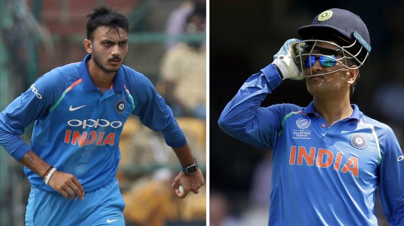 MS Dhoni, whose razor-sharp advice to Yuzvendra Chahal and Kuldeep Yadav was the talk of the town, was at it again as he guided Axar Patel during his first spell on Sunday. (Photo: BCCI / AP)