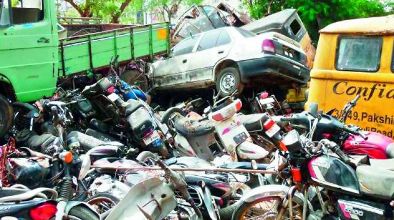 Hyderabad: Fearing law, traffic violators abandon seized vehicles