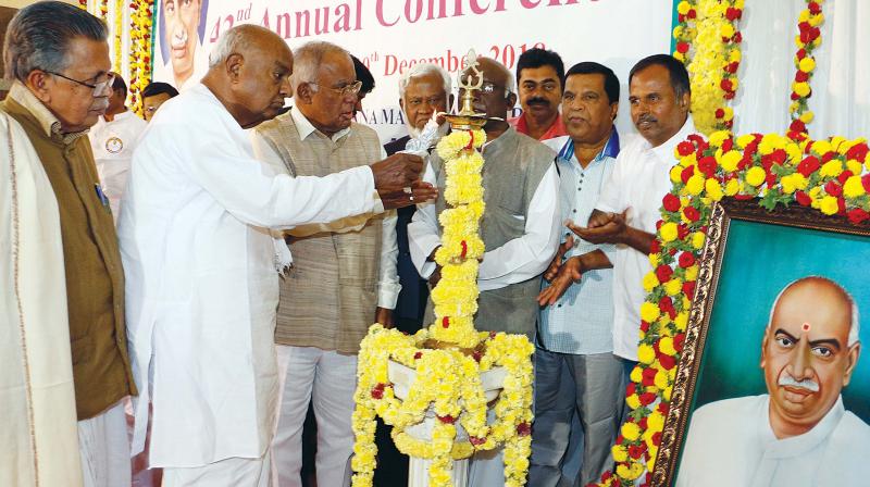 Former Prime Minister H.D. Deve Gowda inaugurates the 42nd annual conference of Kamaraj Foundation of India in Bengaluru on Saturday 	 DC