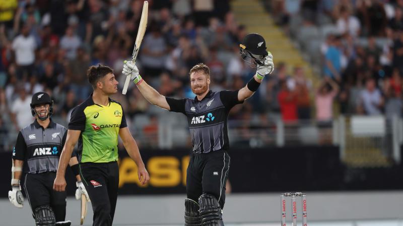 Martin Guptills 49-ball century was New Zealands fastest T20 ton and the team total of 243 equalled the highest ever posted by the Black Caps. (Photo: AP)