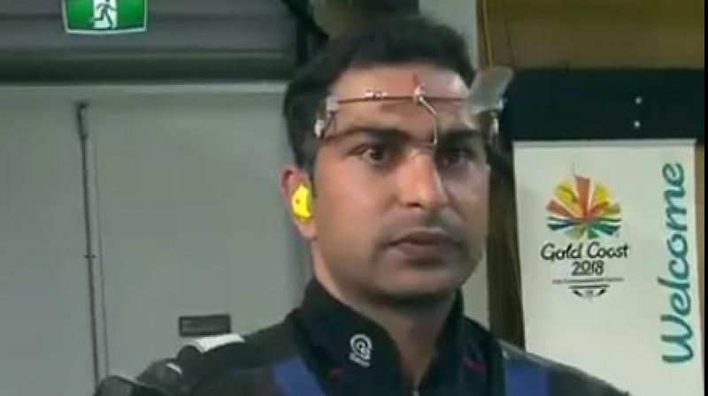 Ravi Kumar fired a total of 224.1 to claim bronze in the Mens 10m Air Rifle final at the Commonwealth Games 2018. (Photo: Twitter / IOA Team India)