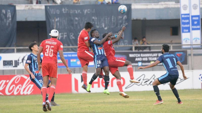 Minerva came back into the game in the last quarter after Kareems set piece was put into the goal by Loveday leaving Albino Gomes stranded. (Photo: I-League Media)