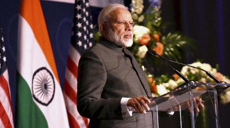 Prime Minister Narendra Modi addressing at the United States Community Reception in Washington DC. (Photo: PTI)