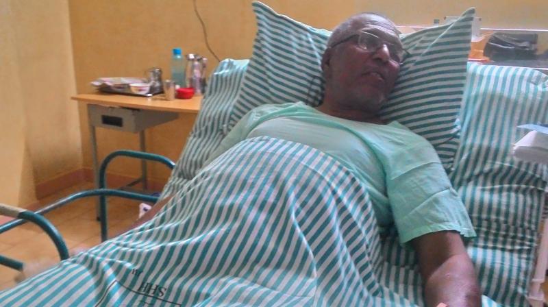 Rev Fr Leo Jeyaseelan injured in police firing undergoing treatment at hospital.