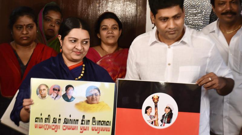 Late J Jayalalithaas niece Deepa Jayakumar with her husband at the launch of her new party \MGR Amma Deepa Peravai\ on the occasion of her aunts 69th birth anniversary at her residence in Chennai. (Photo: PTI)