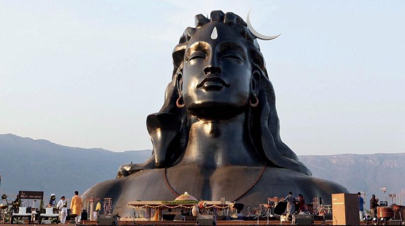 The 112-feet iconic statue of Adiyogi Lord Shiva that was unveiled by Prime Minister Narendra Modi at Isha Foundation in Coimbatore. (Photo: PTI)