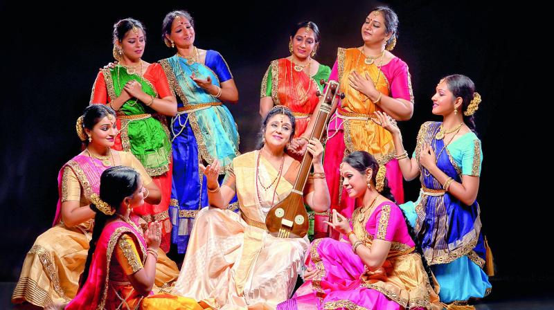 Chitra Visweswaran as Meera performing on stage