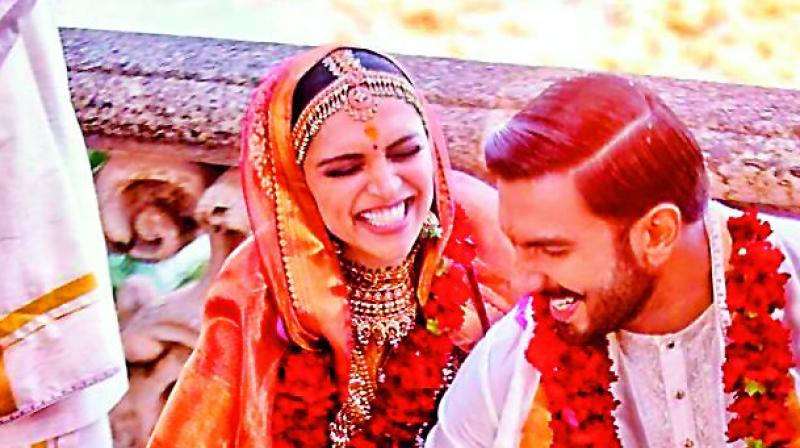 Deepika Padukone and Ranveer Singh during their wedding