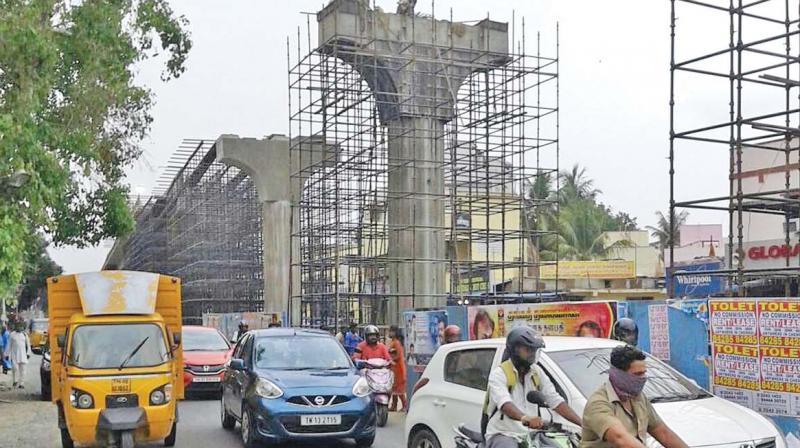 Velachery flyover work going on at snails pace (Photo: DC)