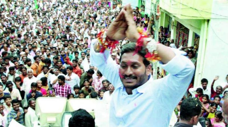 Y.S. Jagan Mohan Reddy continues his 60th day of Praja Sankalpa Yatra at Ramachandrapuram mandal under Chandragiri constituency in Chittoor district on Friday.