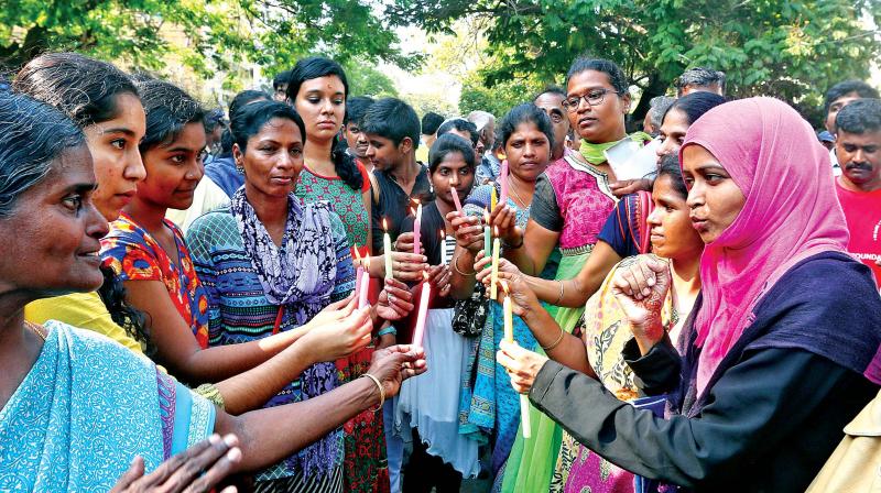 Candle-light rally led by Tamil Nadu State Federation of the Deaf on Sunday to condemn the cruelty done to the eight-year-old Kathua rape victim. (Photo: DC)