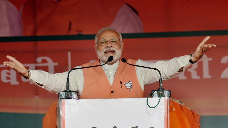Prime Minister Narendra Modi at an election campaign rally. (Photp: PTI)