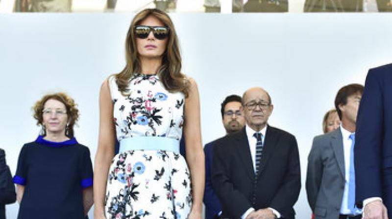 U.S First Lady Melania Trump and U.S President Donald Trump attend the annual Bastille Day military parade on the Champs-Elysees avenue in Paris, Friday, July 14, 2017. (Photo: AP)