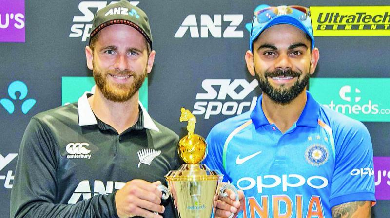 New Zealand skipper Kane Williamson and his Indian counterpart Virat Kohli. (Photo: Twitter)