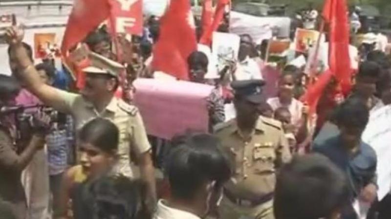 Around 50 students on Sunday took part in a beef fest as a mark of protest against the new rule. (Photo: ANI/Twitter)