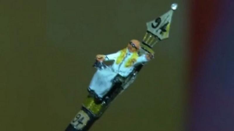 The idea behind the creation of such a nib is to honour the literature work of Karunanidhi. (Photo: ANI/Twitter)
