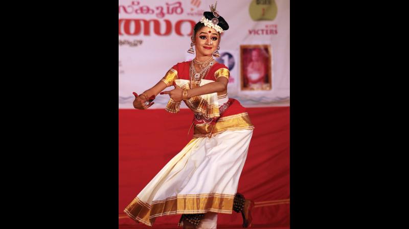 P Abhirami of Anandapuram SKHSS, Thrissur, performs in HS category Keralanatanam