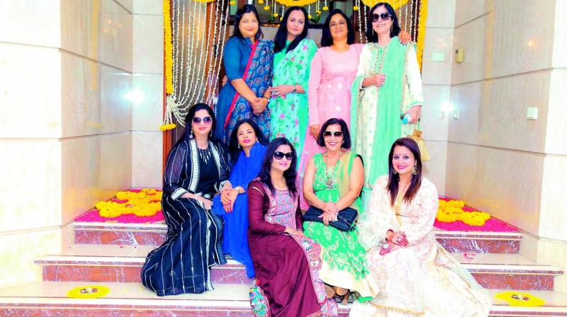 Ladies all decked up and ready for Chaya Jains Diwali bash.