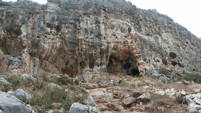 The undated photo shows Misliya Cave in