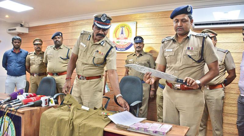 Additional Commissioner (North) H.M. Jayaram during a press conference  explaining the abduction and rescue of businessman Ganesan, on Wednesday.	(Photo:DC)