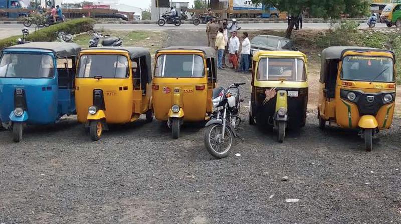 Vehicles seized by the police.