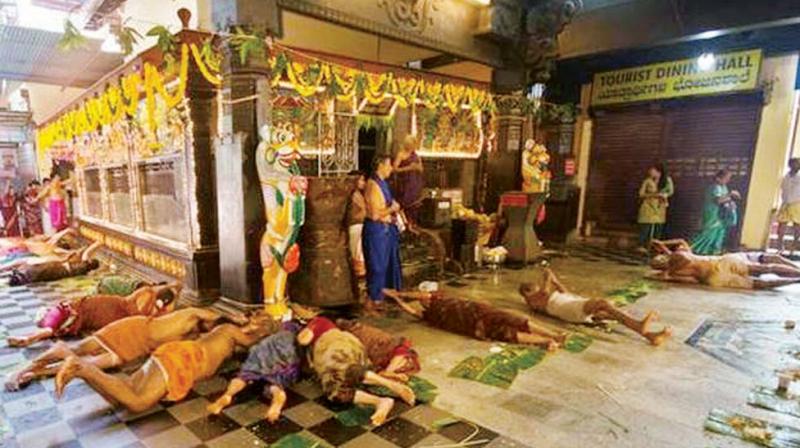 Karnataka came one step closer to banning practices like human sacrifices and Made Snana, which sees devotees rolling on leftovers of a meal with the Cabinet on Wednesday approving the tabling of the Anti-Superstition Bill. (Photo: DC)